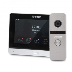 Комплект Wi-Fi домофонa BCOM BD-760FHD/T сріблястий з підтримкою Tuya Smart + BT-400HD-AC срібляста