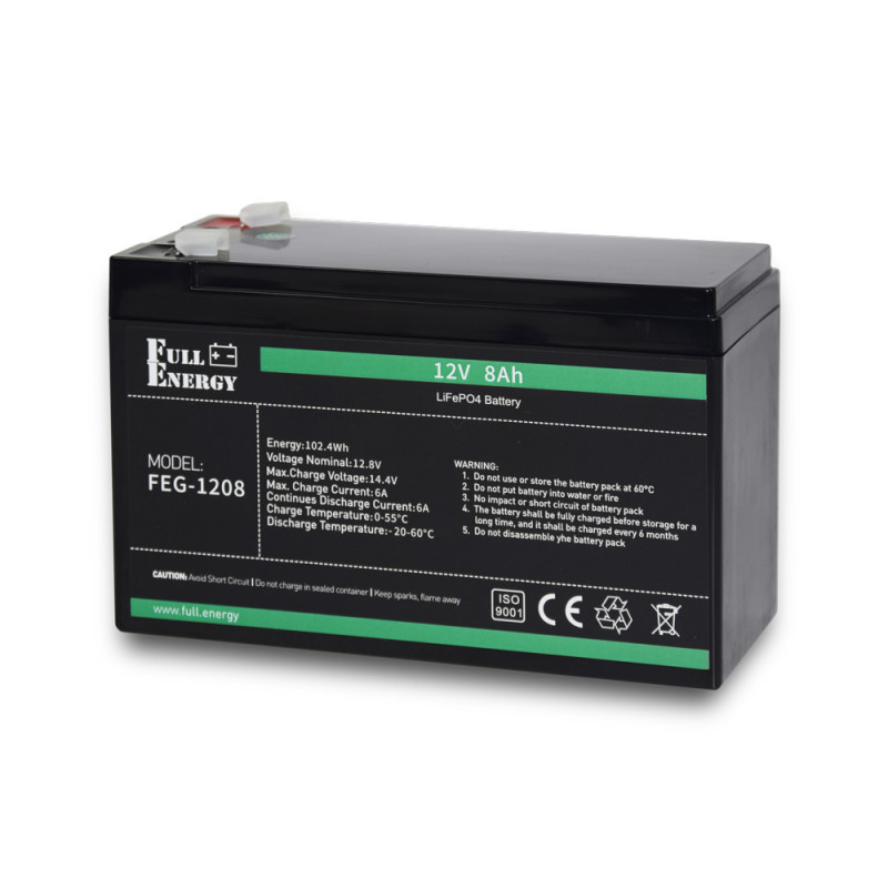 Аккумуляторная LiFePO4 батарея Full Energy FEG-128 12В 8 Ач литий-железо-фосфатная