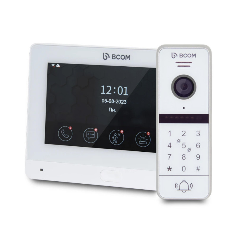 Комплект Wi-Fi домофонa BCOM BD-760FHD/T білий з підтримкою Tuya Smart + BT-400HD-AC біла