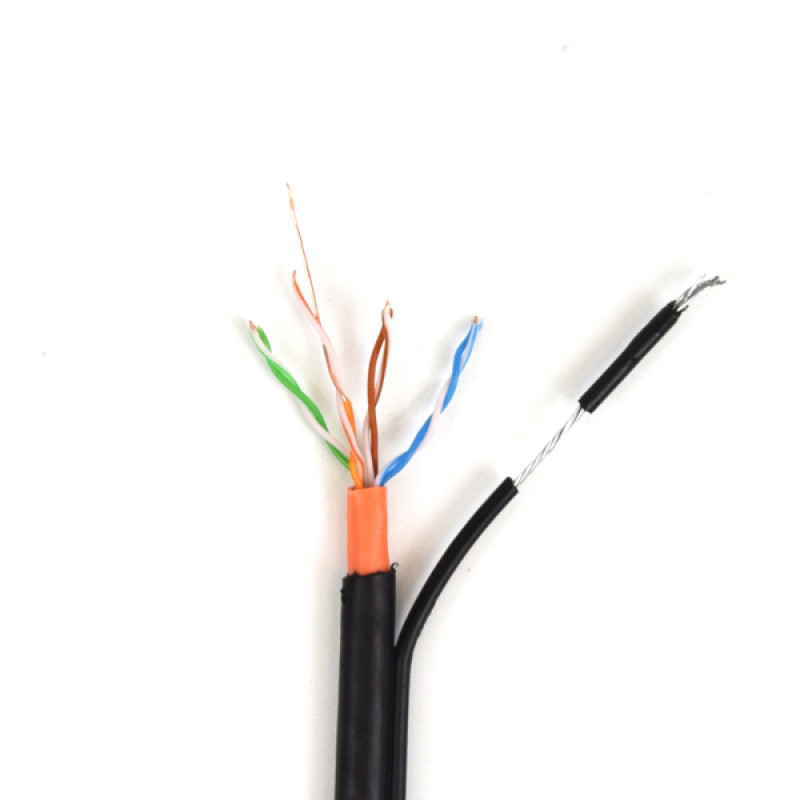Кабель звита пара Atis UTP 4*2*0.5-CU PVC-PE MT кат.5е мідь зовнішній з несучим тросом бухта 305м