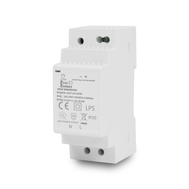 Блок живлення Full Energy BGP-241UDIN 24В/1.5А для кріплення на DIN рейку