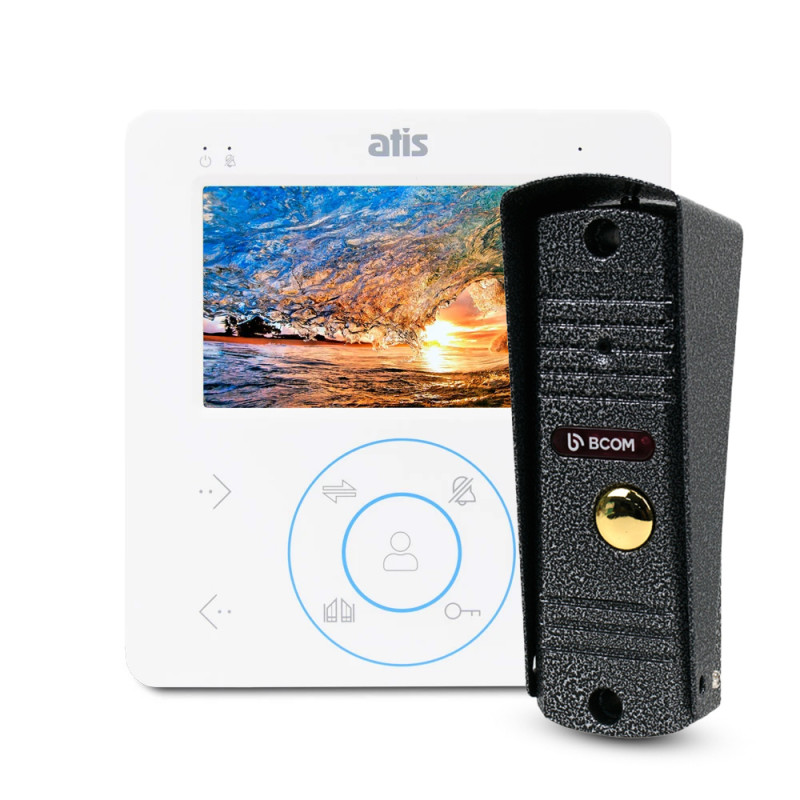 Комплект домофона ATIS AD-480MB белый + BCOM BT-305HR серебристая