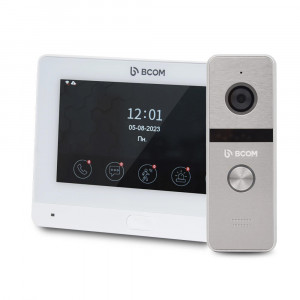 Комплект Wi-Fi домофонa BCOM BD-760FHD/T білий з підтримкою Tuya Smart + BT-400FHD срібляста