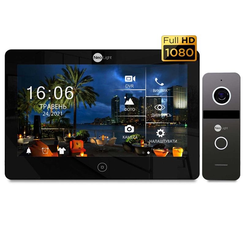 Комплект Wi-Fi домофона NeoLight Mezzo HD WF Black / SOLO FHD Graphite