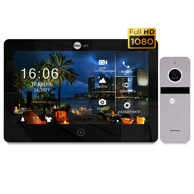 Комплект Wi-Fi домофона NeoLight Mezzo HD WF Black / SOLO FHD Silver