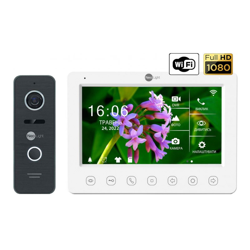 Комплект Wi-Fi домофона NeoLight NeoKIT HD WF Black