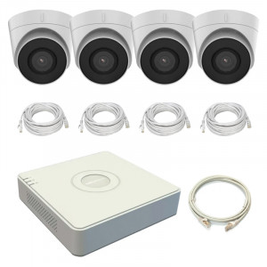 Комплект відеоспостереження Hikvision 2 MП на 4 купольні IP-камери