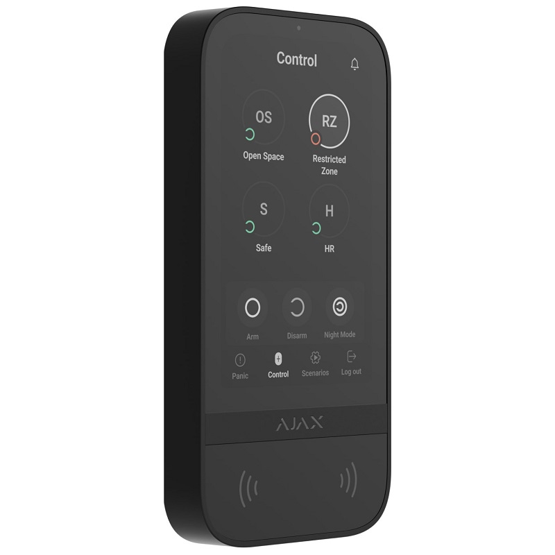 Клавіатура Ajax KeyPad TouchScreen з сенсорним екраном і безконтактною авторизацією чорна