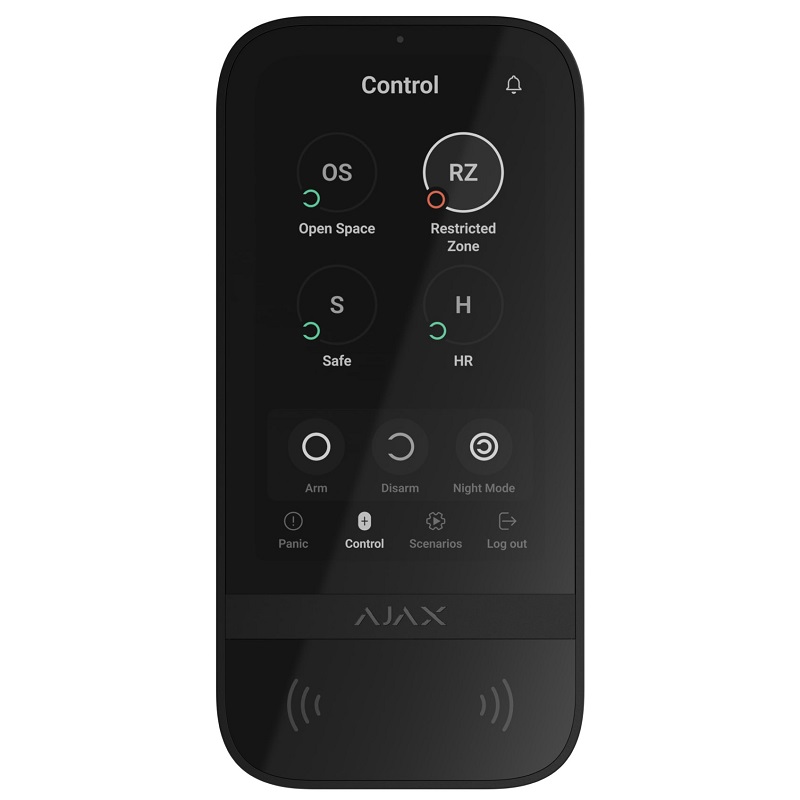 Клавіатура Ajax KeyPad TouchScreen з сенсорним екраном і безконтактною авторизацією чорна