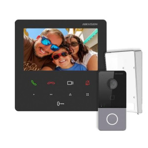 Комплект IP-домофону Hikvision DS-KH6100-E1 чорний + DS-KV6103-PE1(С) + піддашок
