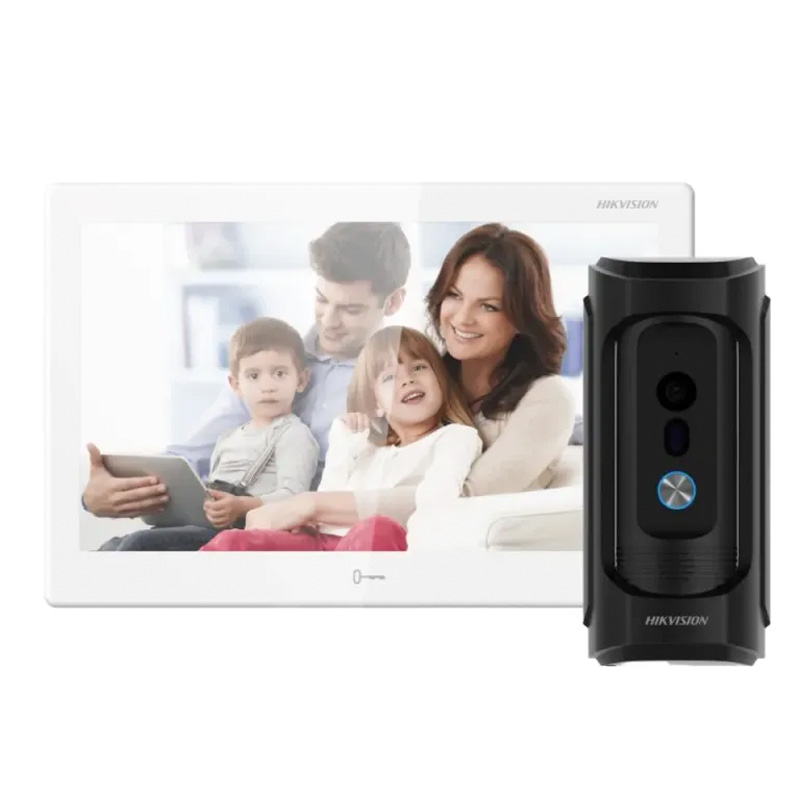 Комплект Wi-Fi IP-домофону Hikvision DS-KH9510-WTE1(B) білий + DS-KB8113-IME1(B)