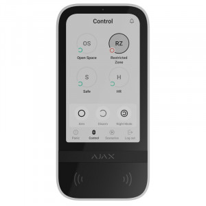 Клавіатура Ajax KeyPad TouchScreen з сенсорним екраном і безконтактною авторизацією біла