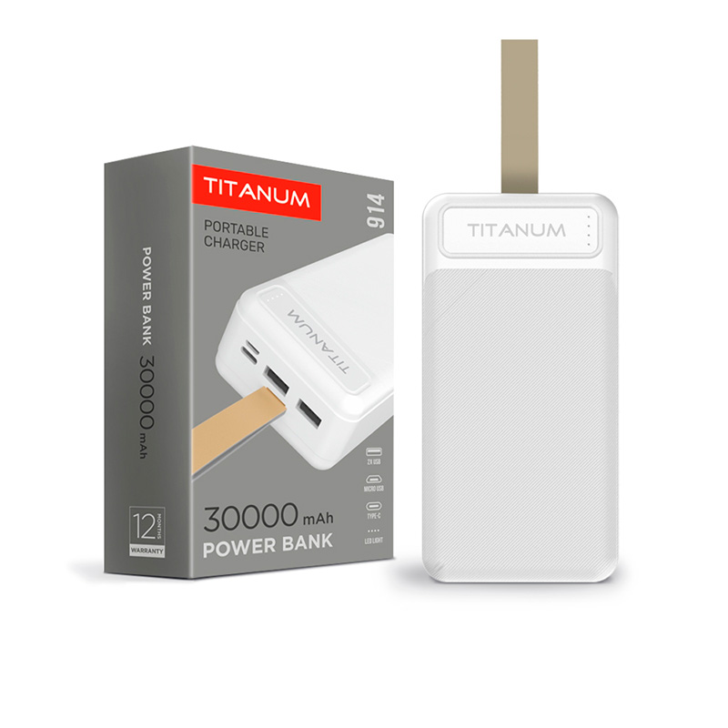 Повербанк Videx TITANUM 914 30000mAh белый