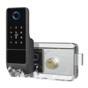 Замок біометричний автономний Trinix TRL-5202BT2FW з Bluetooth, зчитувачем відбитків пальців і карт чорний