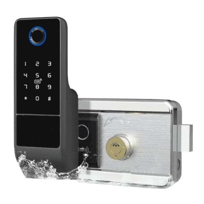 Замок біометричний автономний Trinix TRL-5202BT2FW з Bluetooth, зчитувачем відбитків пальців і карт чорний
