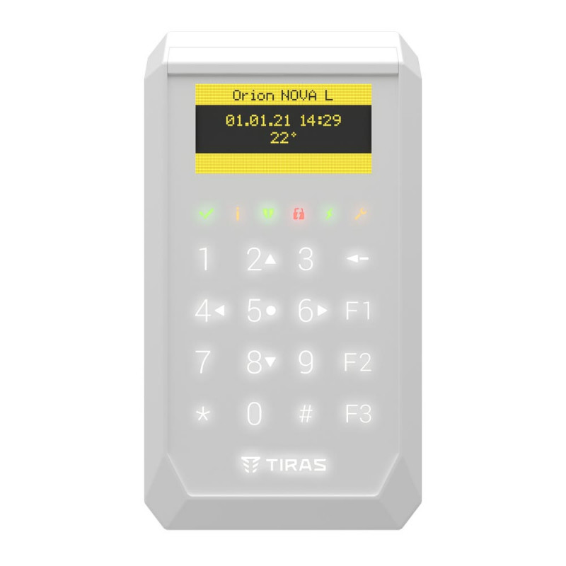 Клавіатура Tiras K-PAD OLED+ біла дротова з вбудованим зчитувачем NFC/Mifare