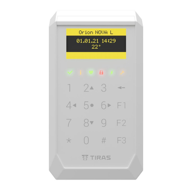 Клавіатура Tiras K-PAD OLED+ біла дротова з вбудованим зчитувачем NFC/Mifare
