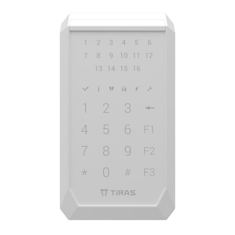 Клавіатура Tiras K-PAD16+ біла дротова з вбудованим зчитувачем NFC/Mifare