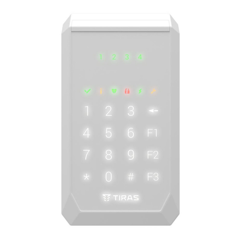 Клавіатура Tiras K-PAD4+ біла дротова з вбудованим зчитувачем NFC/Mifare
