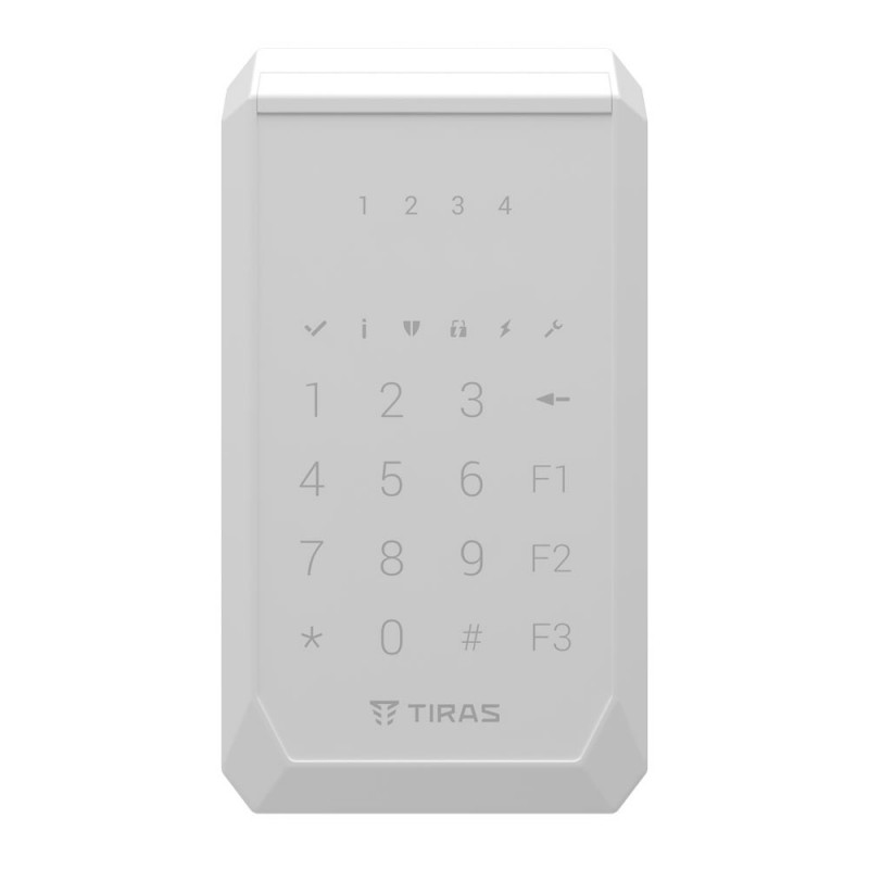 Клавіатура Tiras K-PAD4+ біла дротова з вбудованим зчитувачем NFC/Mifare