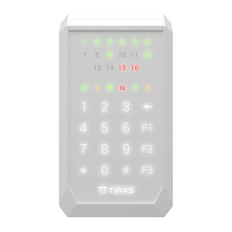 Клавіатура Tiras K-PAD16+ біла дротова з вбудованим зчитувачем NFC/Mifare