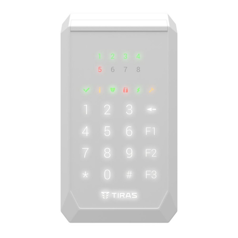 Клавіатура Tiras K-PAD8+ біла дротова з вбудованим зчитувачем NFC/Mifare