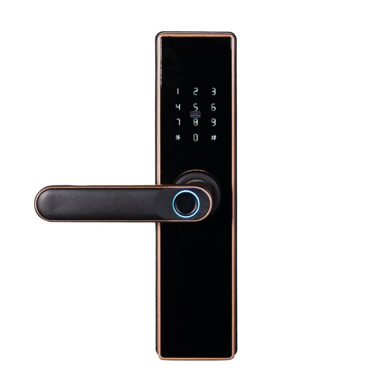 Замок біометричний автономний Trinix TRL-5402BTF Bronze з Bluetooth, зчитувачем відбитків пальців і карт