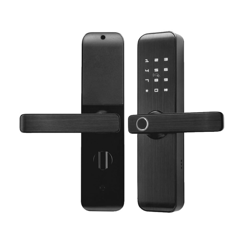 Замок біометричний автономний Trinix TRL-7703WF Black L/R з Wi-Fi, зчитувачем відбитків пальців і карт