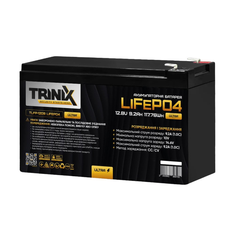 Акумуляторна батарея Trinix TLFP-1209 Ultra LiFePO4 12В 9.2 Аг літій-залізо-фосфатна