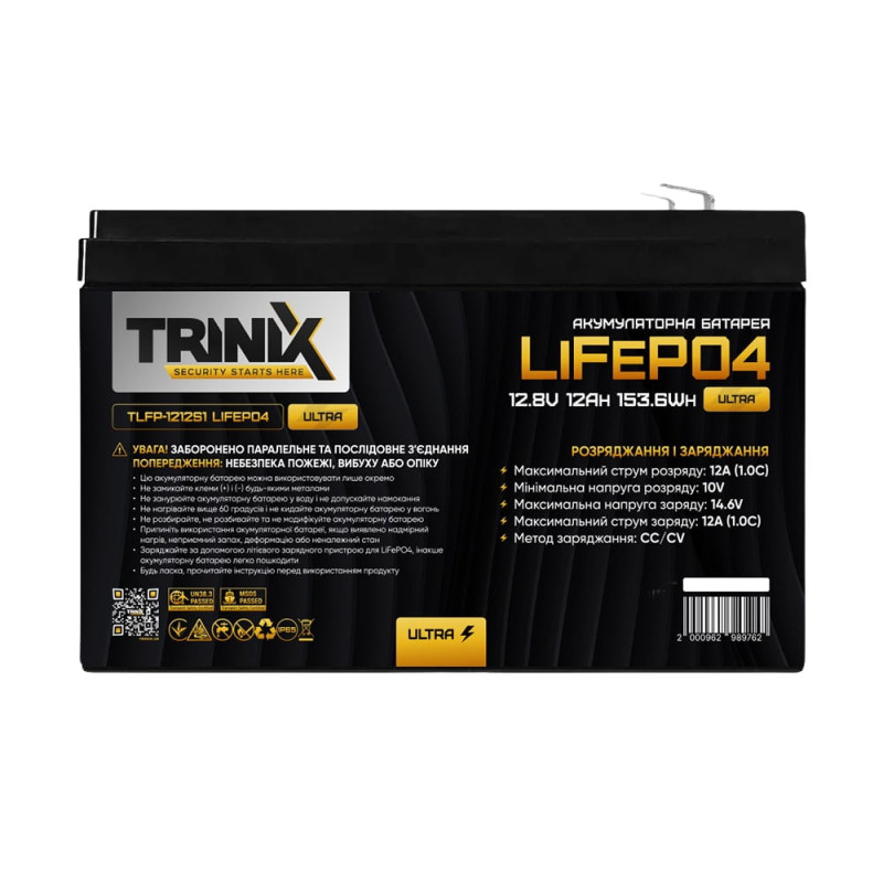 Аккумуляторная батарея Trinix TLFP-1212S1 Ultra LiFePO4 12В 12 Аг литий-железо-фосфатная