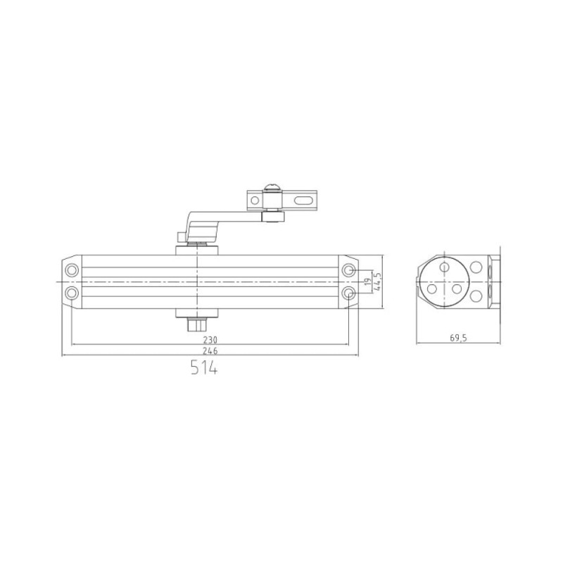 Дотягувач Dortec DT-514H з фіксацією дверей сріблястий