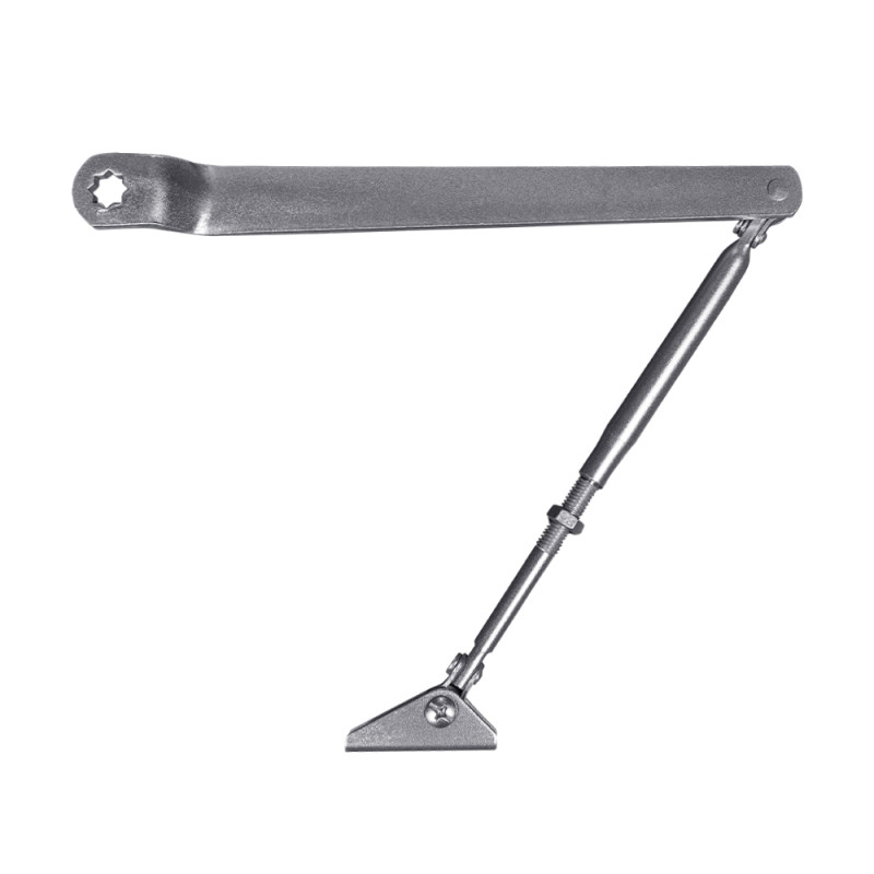 Коліно для дотягувачів Dortec DT65ARM з фіксацією дверей сріблясте
