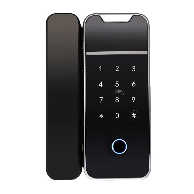 Замок биометрический автономный Trinix TRL-3307BTG с Bluetooth, считывателем отпечатков пальцев и карт на стеклянную дверь