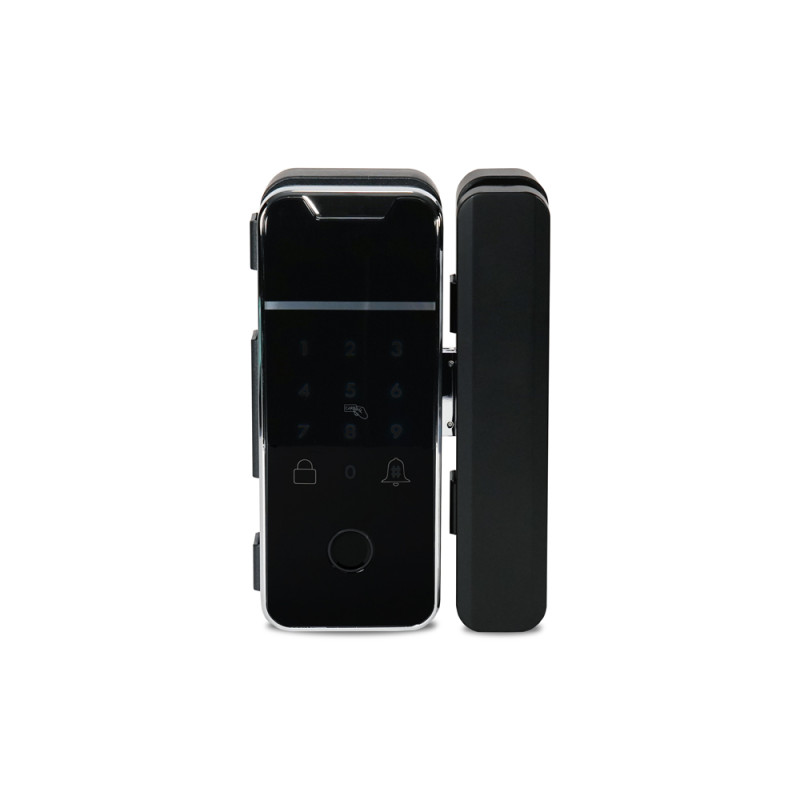 Замок биометрический автономный Trinix TRL-3307BTG с Bluetooth, считывателем отпечатков пальцев и карт на стеклянную дверь