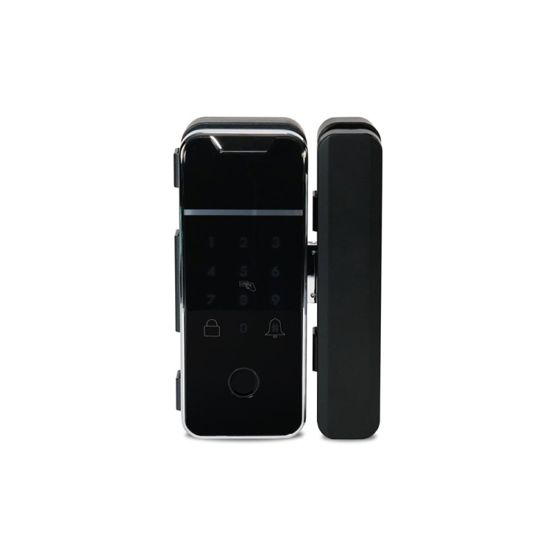 Замок биометрический автономный Trinix TRL-3307BTG с Bluetooth, считывателем отпечатков пальцев и карт на стеклянную дверь