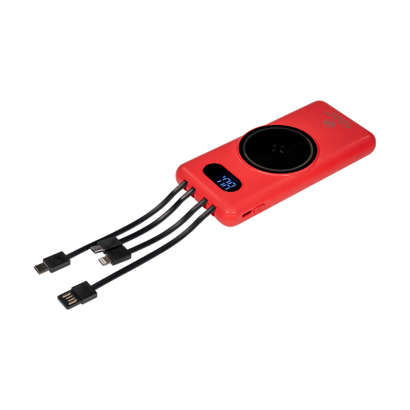 Повербанк Kraft KPB-1110W 10000mAh красный с беспроводной зарядкой