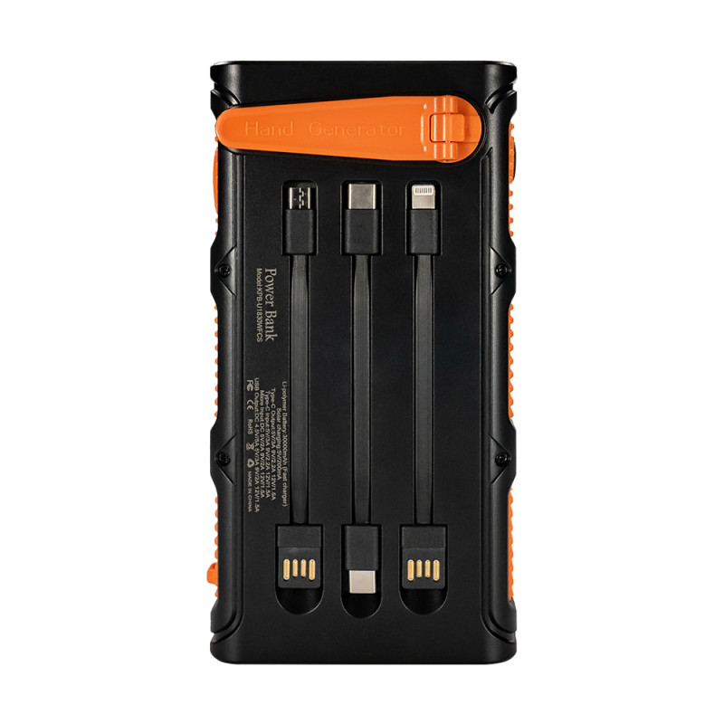Повербанк Kraft KPB-U1930HCSL 30000mAh з динамогенератором та сонячною панеллю
