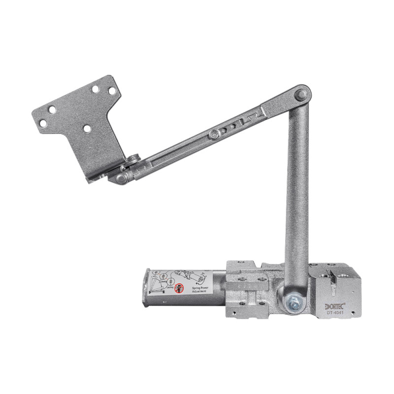 Доводчик Dortec DT-4041 с регулировкой угла открывания дверей, усилия по весу двери, скорости закрывания и дохлопа серебристый