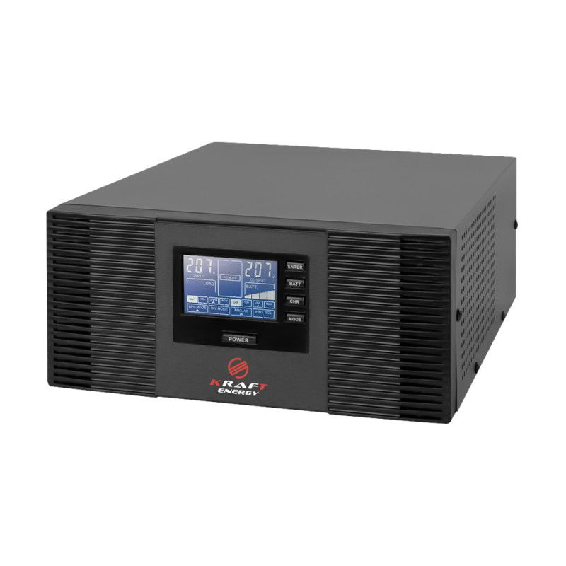 Інвертор Kraft KRF-AVR1000VA/800W-12V з чистою синусоїдою (12В, 800Вт)