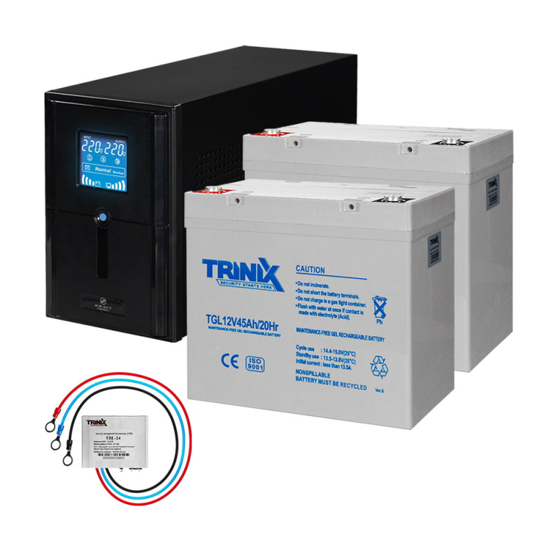 Комплект резервного питания Kraft PSW1000VA/800W(LCD)24V UPS + гелевая батарея 1143 Вт-г