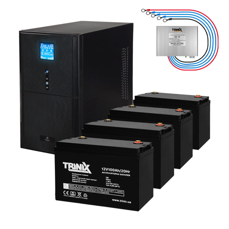 Комплект резервного живлення Kraft PSW3000VA/2400W(LCD)48V UPS + батарея 5080 Вт-г