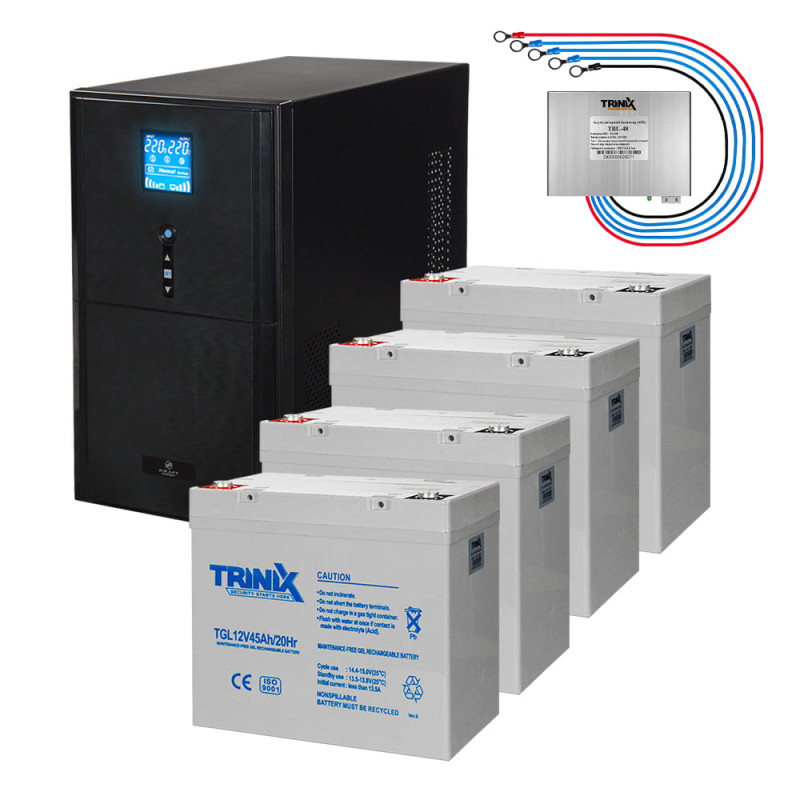 Комплект резервного живлення Kraft PSW3000VA/2400W(LCD)48V UPS + гелева батарея 2286 Вт-г