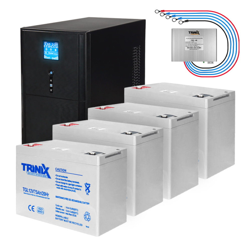 Комплект резервного питания Kraft PSW3000VA/2400W(LCD)48V UPS + гелевая батарея 3810 Вт-г