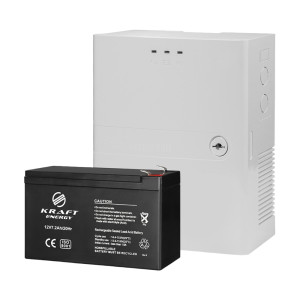 Комплект безперебійного живлення Kraft PSU-1205LED(P) + 12V7Ah/20Hr F2 AGM (5А/7Аh)
