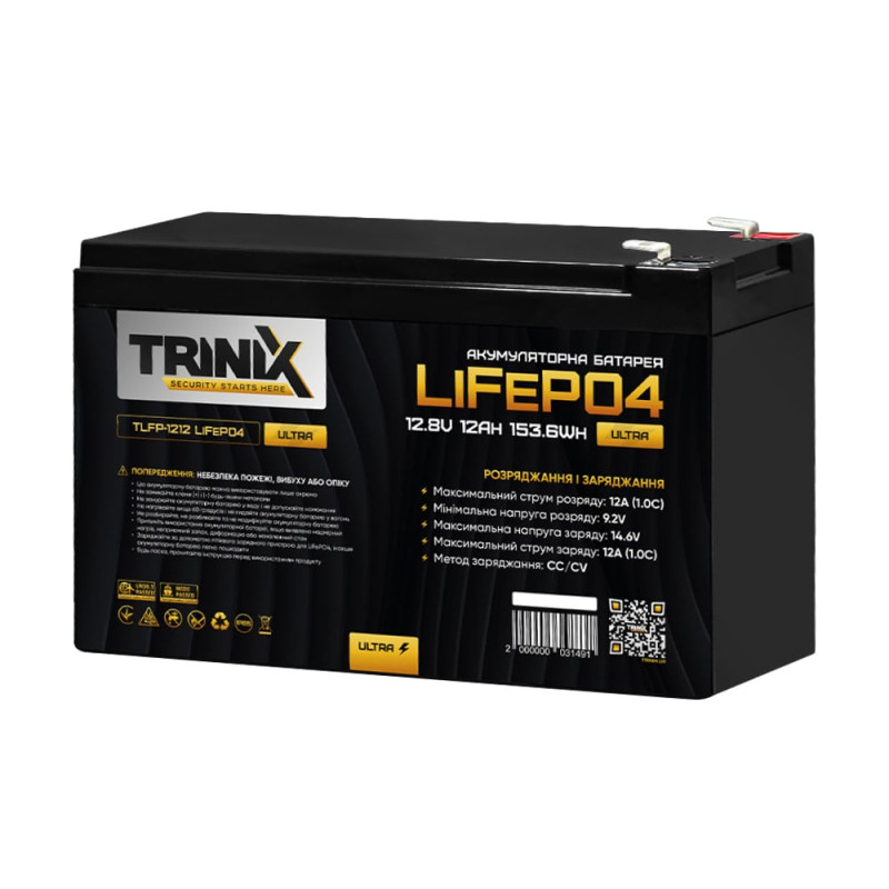 Акумуляторна батарея Trinix TLFP-1212 Ultra LiFePO4 12В 12 Аг літій-залізо-фосфатна