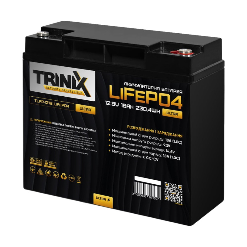 Акумуляторна батарея Trinix TLFP-1218 Ultra LiFePO4 12В 18А г літій-залізо-фосфатна 