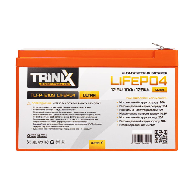 Акумуляторна батарея Trinix TLFP-1210S Ultra LiFePO4 12В 10 Аг літій-залізо-фосфатна