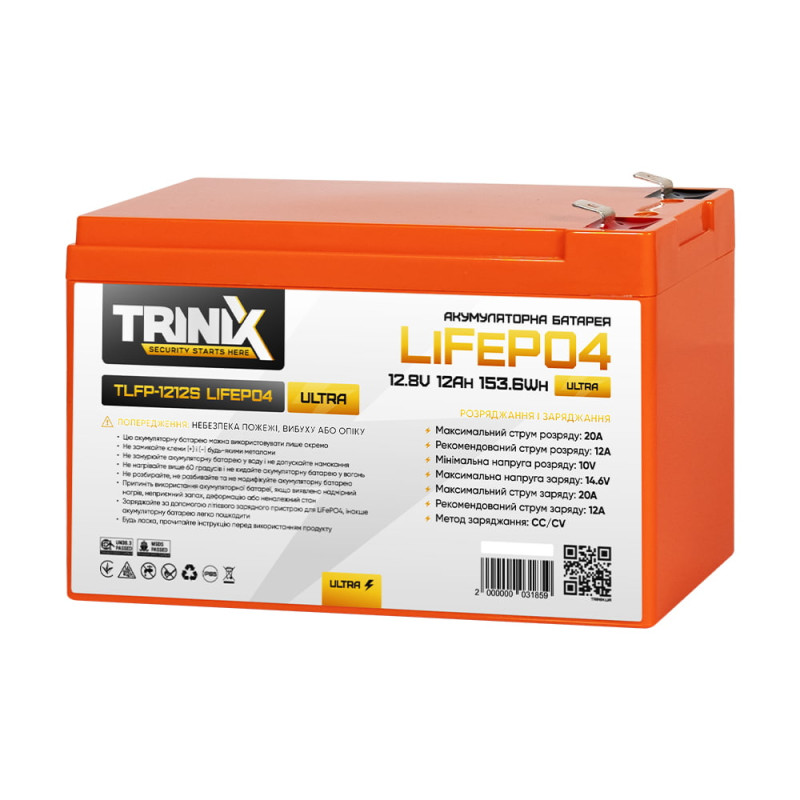 Акумуляторна батарея Trinix TLFP-1212S Ultra LiFePO4 12В 12 Аг літій-залізо-фосфатна
