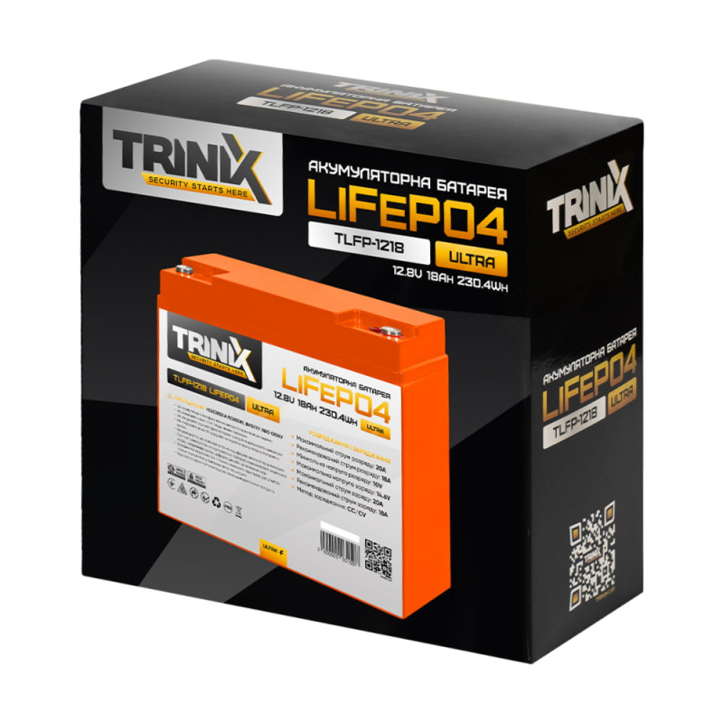 Аккумуляторная батарея Trinix TLFP-1218 Ultra LiFePO4 (4S) 12В 18 Ач литий-железо-фосфатная