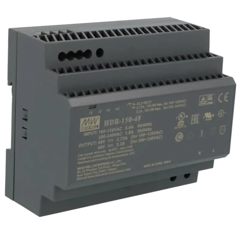 Блок питания MeanWell HDR-150-48 48В/3.2А для монтажа на рейку DIN